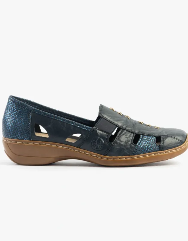 Rieker Women's 'Denise' Slip On Vamp Shoes in Navy Size: 6 - Navy