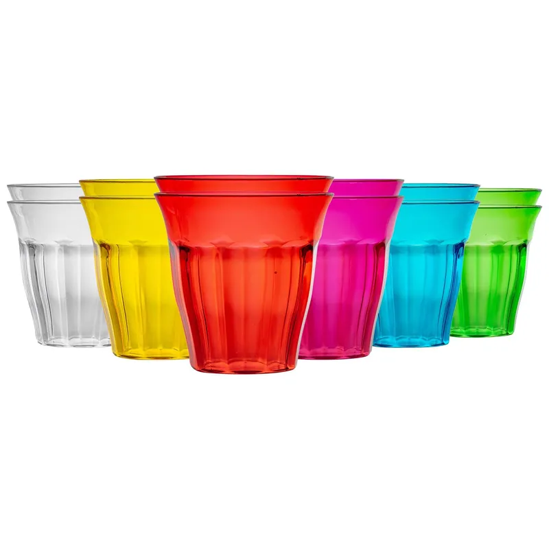 Rink Drink Coloured Plastic Tumblers - 250ml - 6 Colours - Pack of 12 Multicolor
