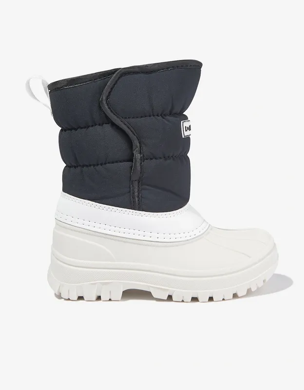 Boy's Roarsome Kids Waterproof Snow Boots in Black - Size: 13
