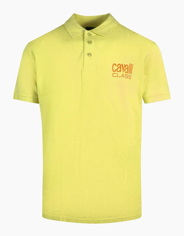 Cavalli Class Men's Bold Logo Yellow Polo Shirt Size: XL Yellow