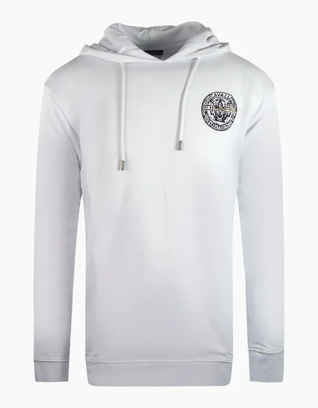 Cavalli Class Men's Large Circle Design White Hoodie Size: XL White XL