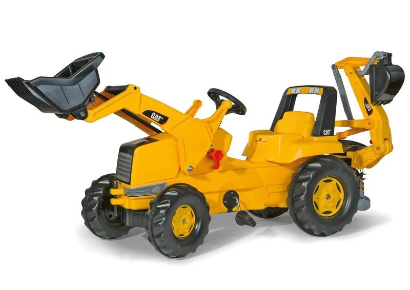 Rolly Cat Tractor with Frontloader & Rear Excavator in Yellow Yellow