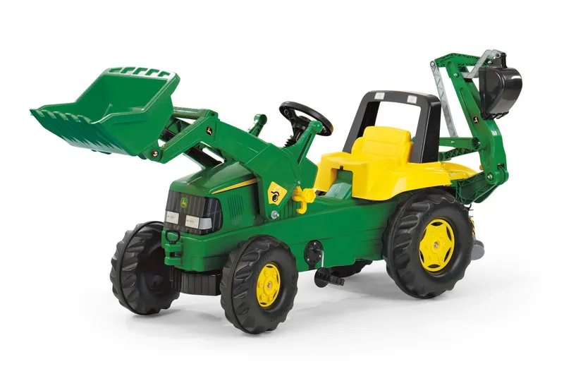 Rolly Toys rollyJunior John Deere Loader & Excavator Kids' Ride-On Toy - Green & Yellow, Yellow,Green