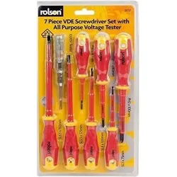 Rolson 7 Piece Vde Screwdriver Set w/ Volt Tester