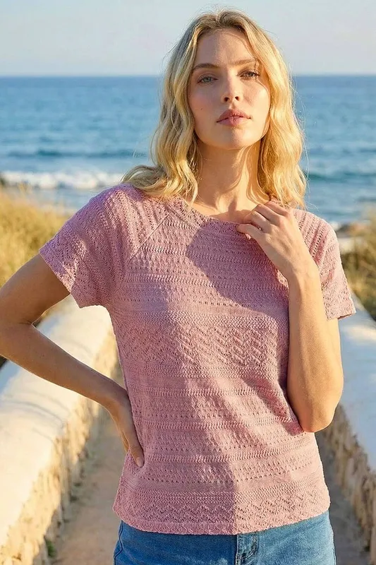 Roman Women's Crochet Knit Top in Rose Size: 20 Rose 20