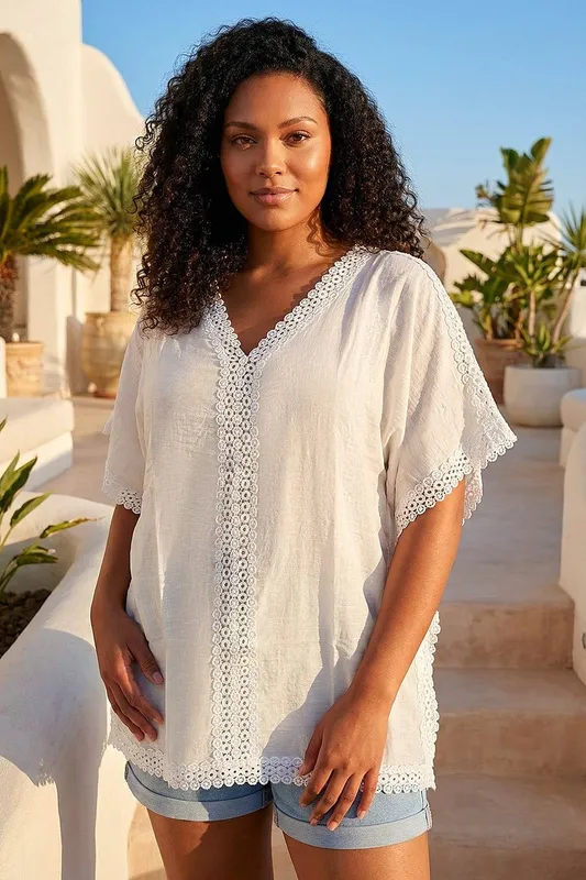 Roman Women's Curve Crochet Top in Ivory Size: 16 Ivory 16 female