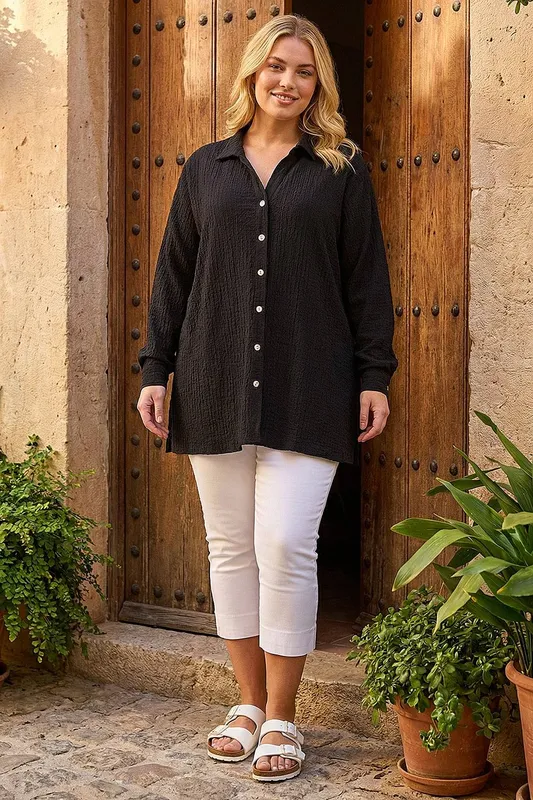 Roman Women's Curve Textured Blouse in Black Size: 20 - Black