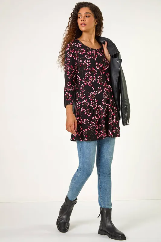 Roman Women's Floral Print Tunic in Pink Size: 10 - Pink - Size: 10