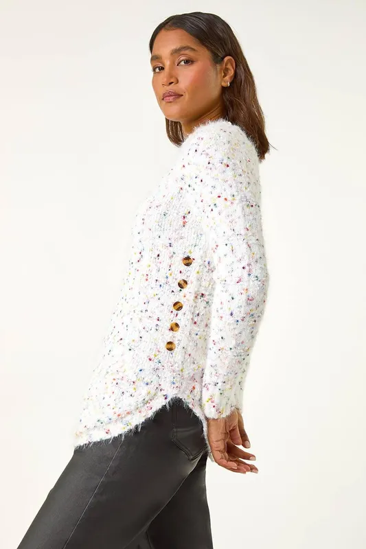 Roman Women's Nep Curved Hem Jumper in Ivory Size: 20 Ivory female
