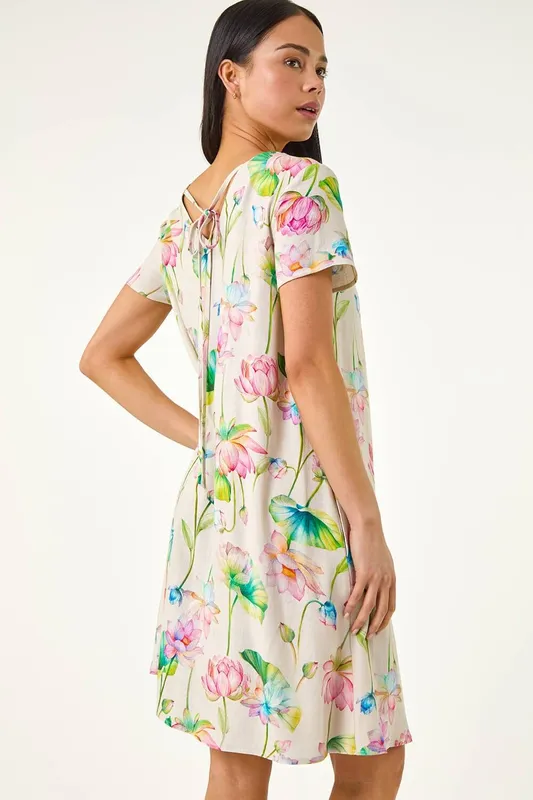 Roman Women's Petite Floral Swing Dress in Pink Size: 10 - Pink