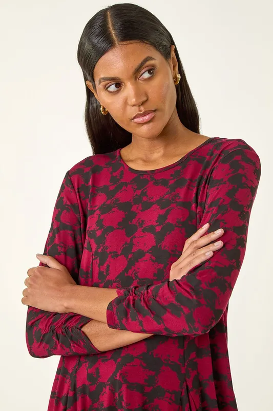 Roman Women's Printed Tunic Top in Red Size: 12 Red 12