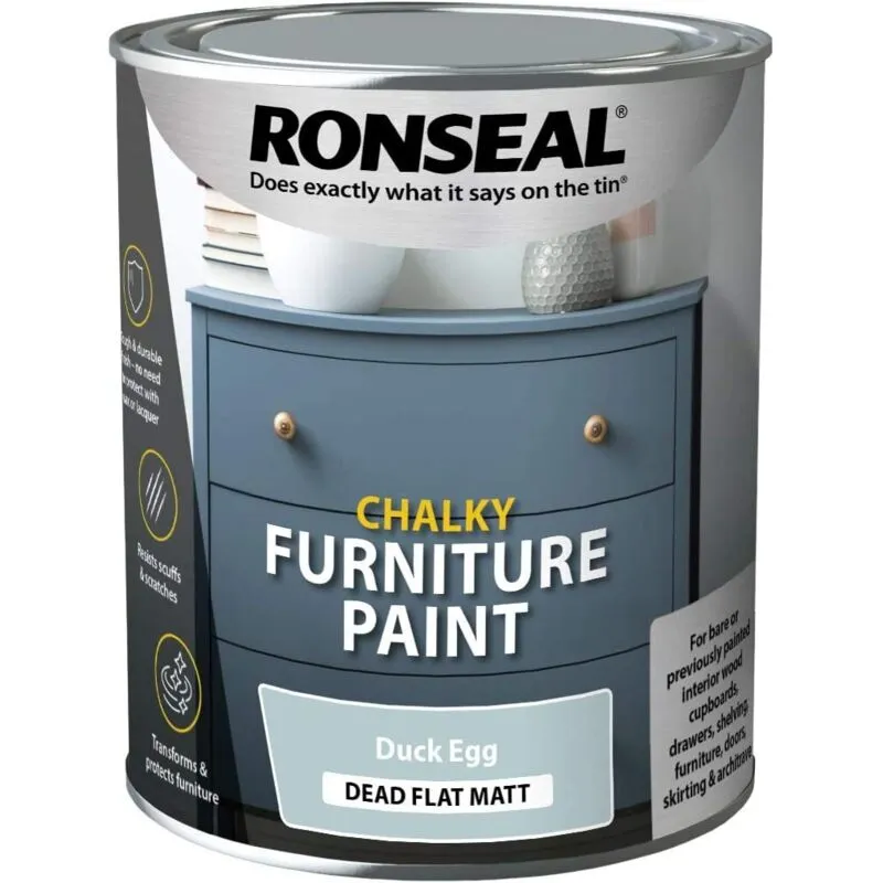 Ronseal Chalky Furniture Paint, Duck Egg, Chalk Paint Finish for Furniture