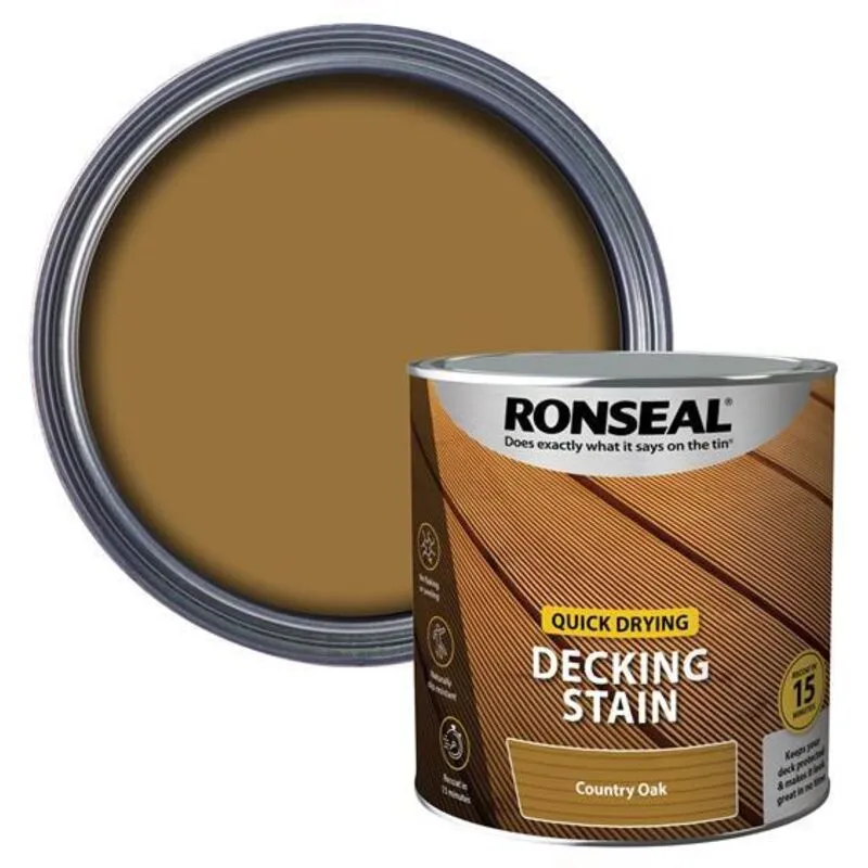 Quick Drying Decking Stain - 2.5L - Country Oak - Ronseal