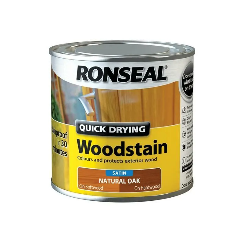 Ronseal Quick Dry Satin Woodstain Natural Oak 250ml