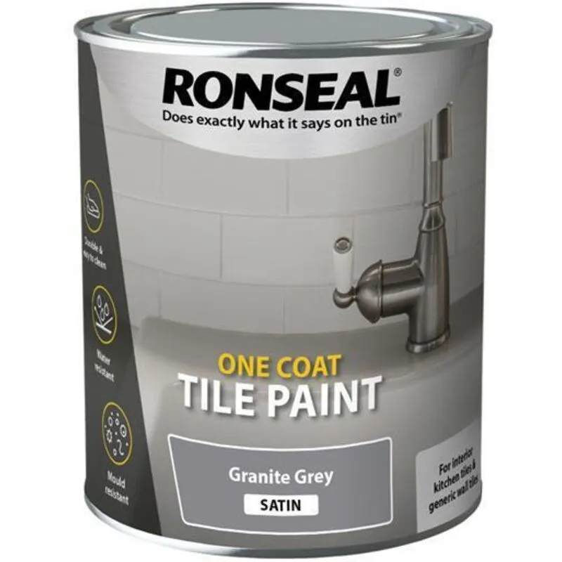 Ronseal One Coat Tile Paint, Granite Grey
