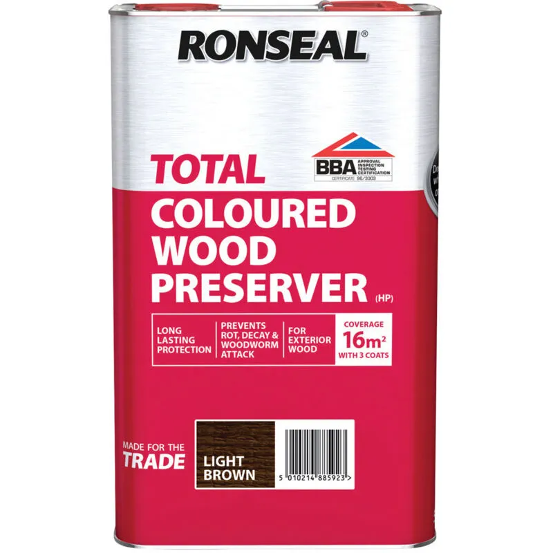 Ronseal 38592 Trade Total Wood Preserver Light Brown 5 litre