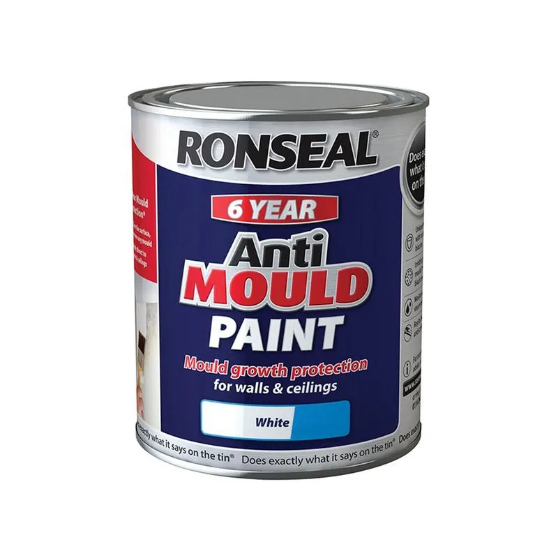 Ronseal 6 Year Anti Mould Paint White Matt 750Ml White 750ml