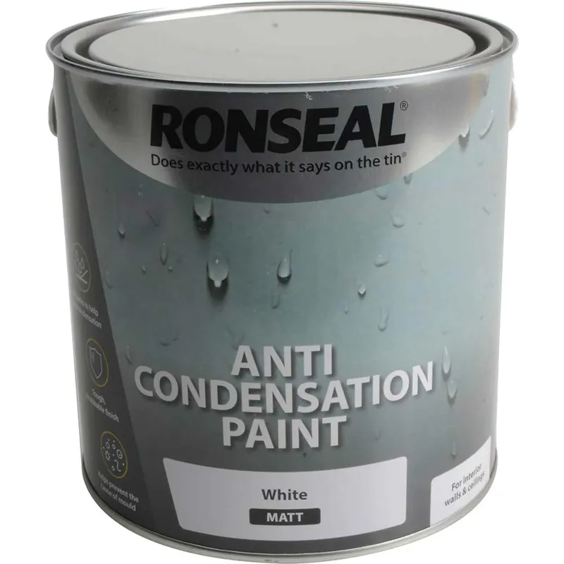 Ronseal Anti-Condensation Paint 2.5L, White, Stops Mould and Condensation