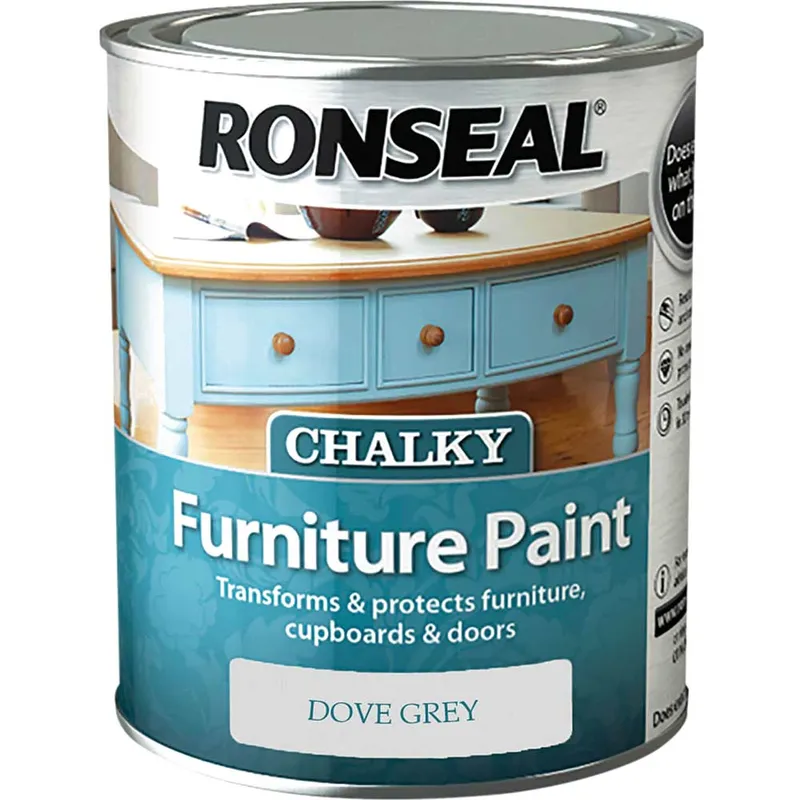 Ronseal 37564 Chalky Furniture Paint Dove Grey 750ml