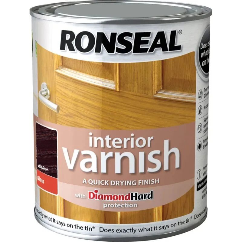 Ronseal Interior Varnish Quick Dry Gloss Walnut 250ml RSLINGWN250
