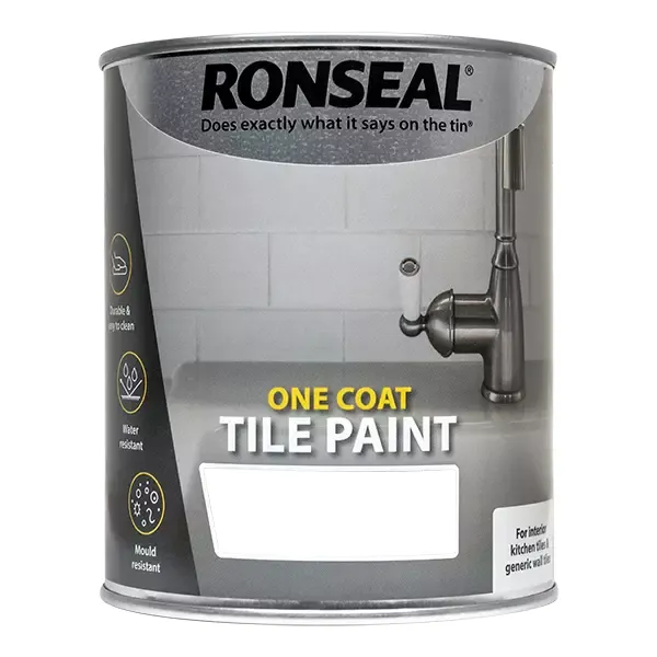 Ronseal One Coat Tile Paint, White Satin