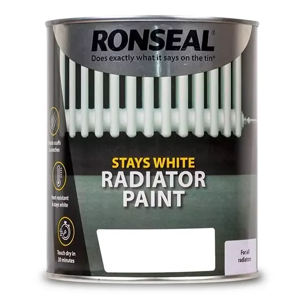 Ronseal - Stays White Radiator Paint - White - 250ml - Satin