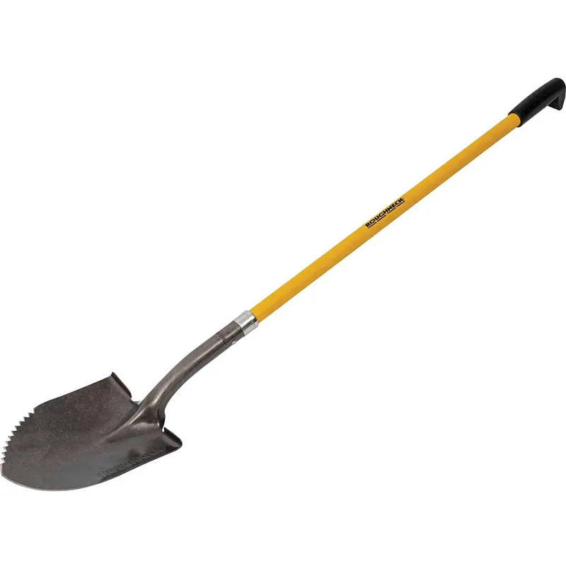 Roughneck Sharp Edge Round Shovel, Long Handle in Yellow Yellow
