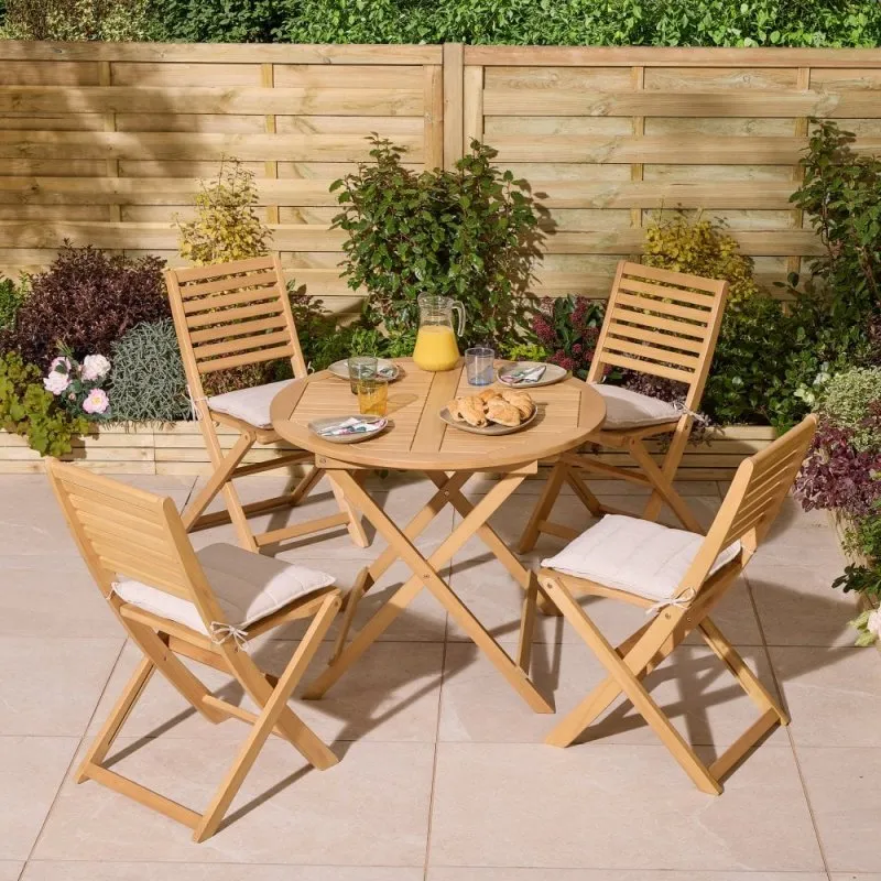 Rowlinson Garden Products Rowlinson Ashdown Folding 4 Seat Dining Set with Cushions
