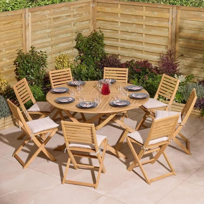 Rowlinson - Ashdown Folding 8 Seat Round Dining Set with Cushions