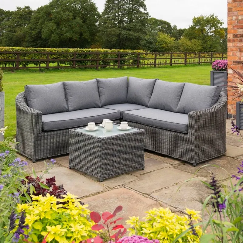Rowlinsons Bunbury Corner Set Grey Weave - L77 x W77 x H45 cm Grey