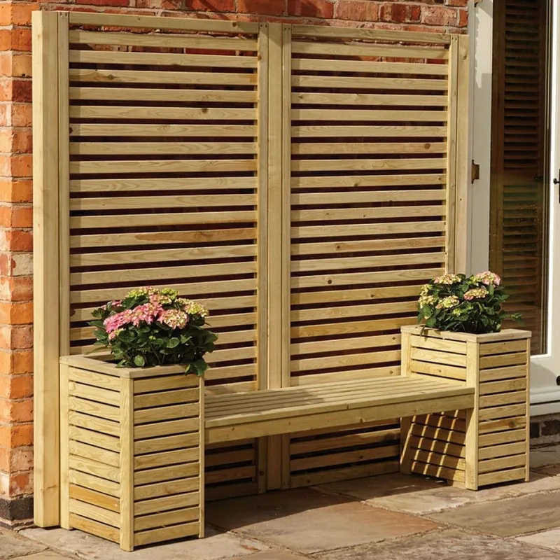 Rowlinsons Garden Creations Seat Set - Timber - L53 x W201 x H183 cm - Natural in Brown Brown