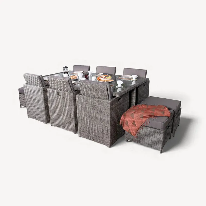 Royalcraft Paris 10 Seater Cube Dining Set in Grey Grey