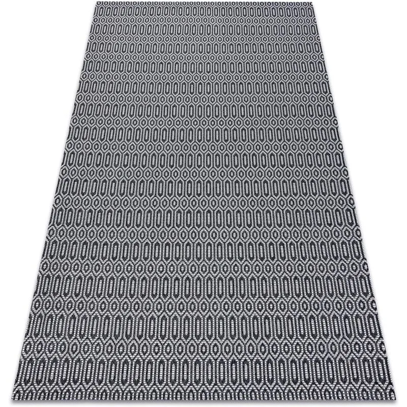 Rugsx - Carpet casa, eco sisal Boho Eyelets 22075 black / grey, recycled carpet grey 114x170 cm