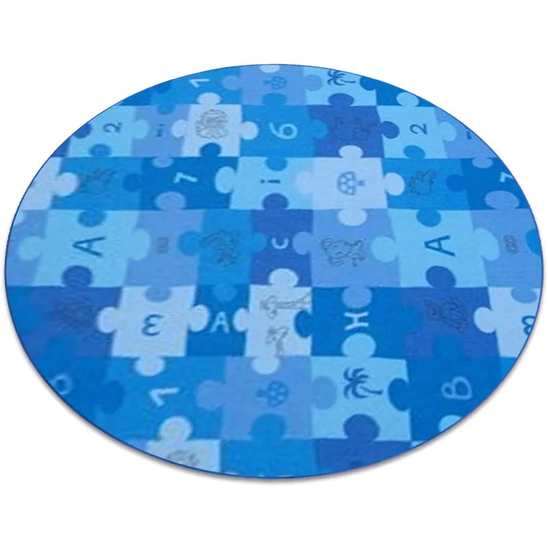 Rugsx Carpet circle puzzle blue blue round 100 cm
