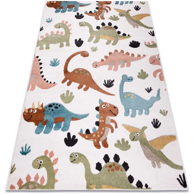 Rugsx Carpet Fun Dino for children, dinosaurs cream multicolour 80x150 cm