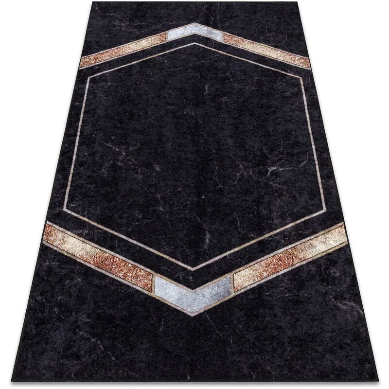 Rugsx - miro 52025.802 washing carpet Marble, geometric anti-slip - black black 120x170 cm
