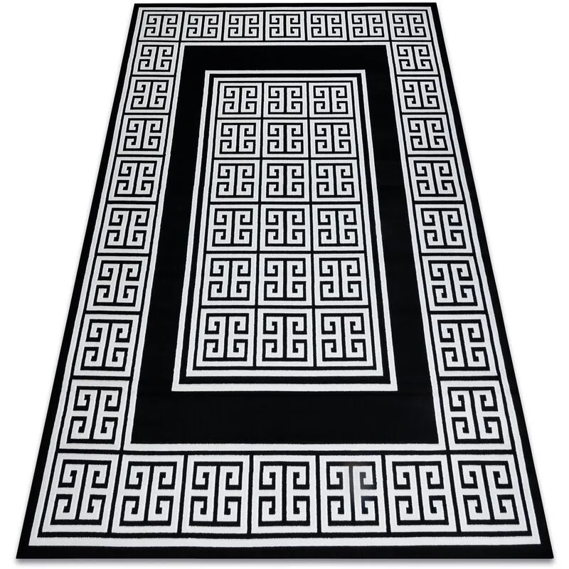 Rugsx - Modern gloss Carpet 6776 85 stylish, frame, greek black / ivory black 120x170 cm