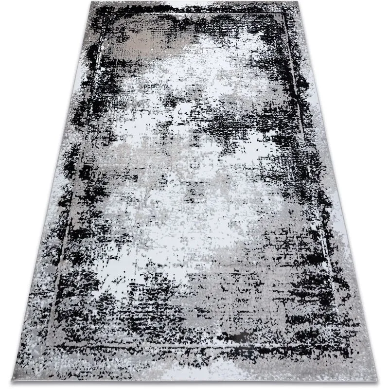 Rugsx - Modern gloss Carpet 8493 78 vintage, stylish, frame grey / black grey 80x150 cm
