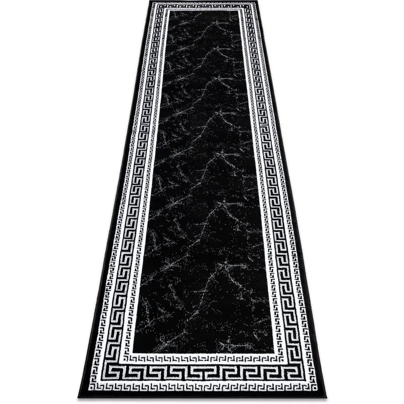 Rugsx - Modern gloss Carpet, Runner 2813 87 stylish, frame, greek black / grey black 70x250 cm