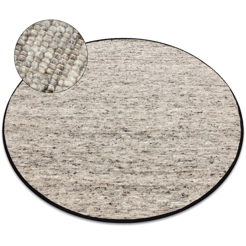 Rugsx - nepal 2100 circle natural grey - woolen, double-sided, natural beige round 100 cm