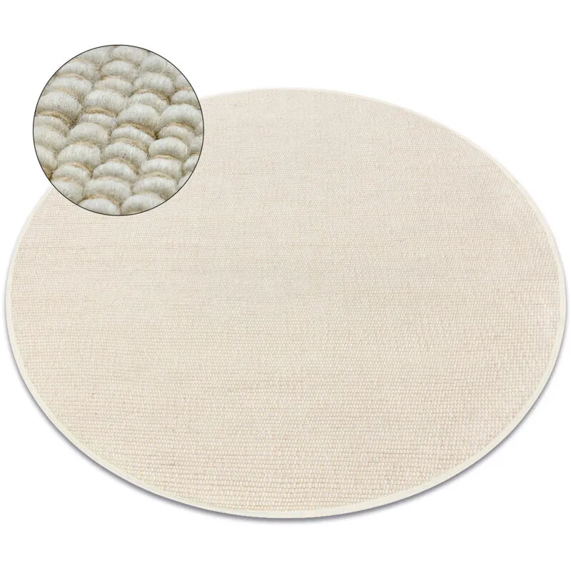 Rugsx - nepal circle 2100 natural, cream - woolen, double-sided, natural beige round 120 cm