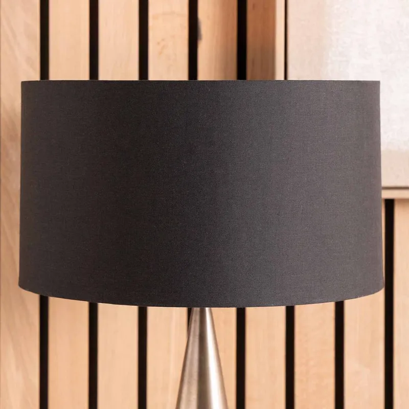 Ruma Black Cylinder Poly Cotton Lampshade for Table Lamps & Floor Lamps Size: 18 inches - Black