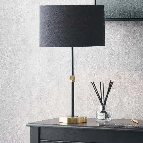 Ruma Black & Gold Metal Rise & Fall Table Lamp - Black