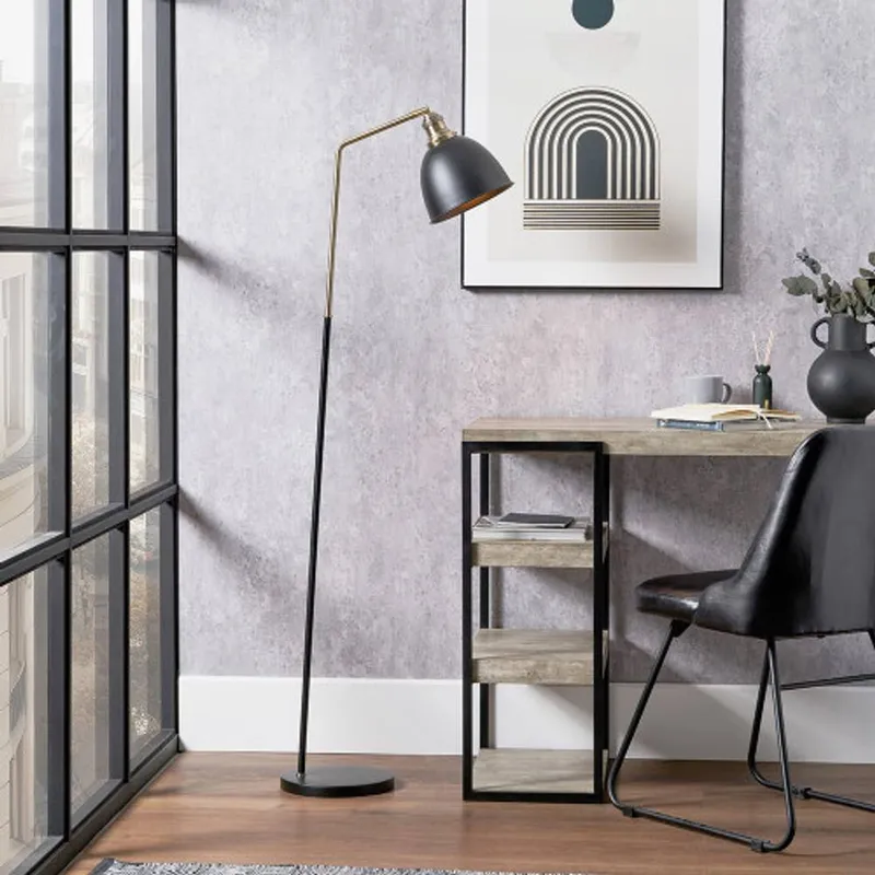 Ruma Black & Gold Task Floor Lamp Black
