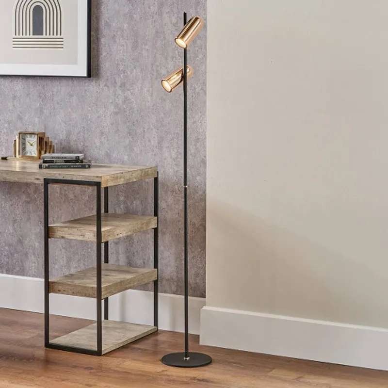 Ruma Unisex Black & Rose Gold Metal LED Floor Lamp Black female