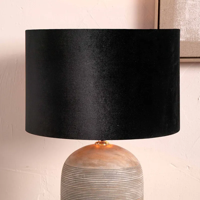 Ruma Black Velvet Cylinder Shade For Floor Lamps Size: 10 inches Black