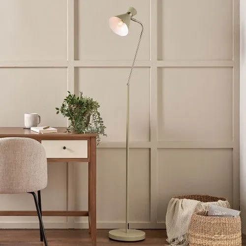 Ruma Brushed Silver Metal Floor Lamp in Olive Olive