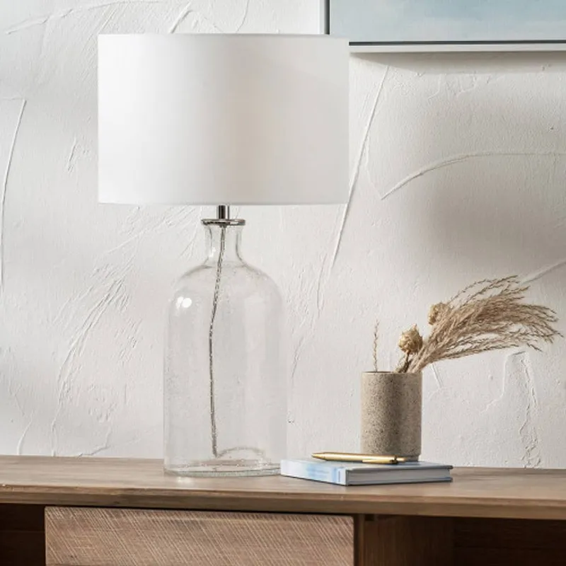 Ruma Clear Bubble Glass Table Lamp with Shade - Clear