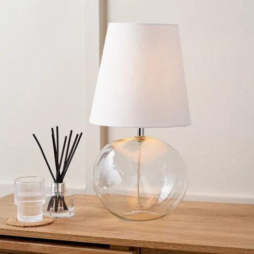 Ruma Clear Glass Table Lamp with Terracotta Shade - Clear