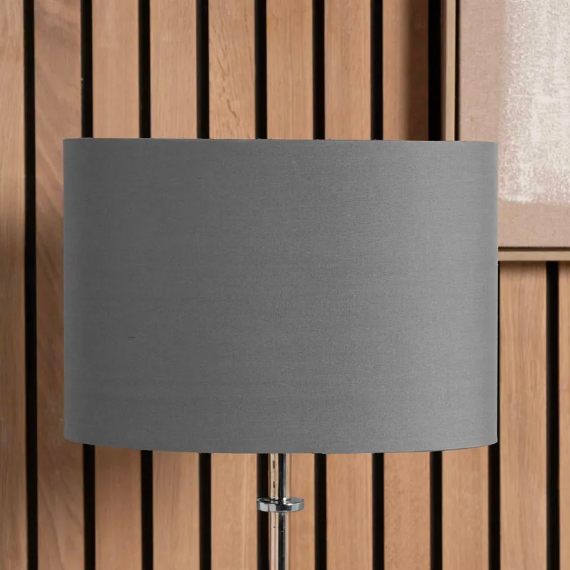 Ruma Grey Oval Poly Cotton Lamp Shade for Table Lamps Size: 16 inches Grey 16 inches